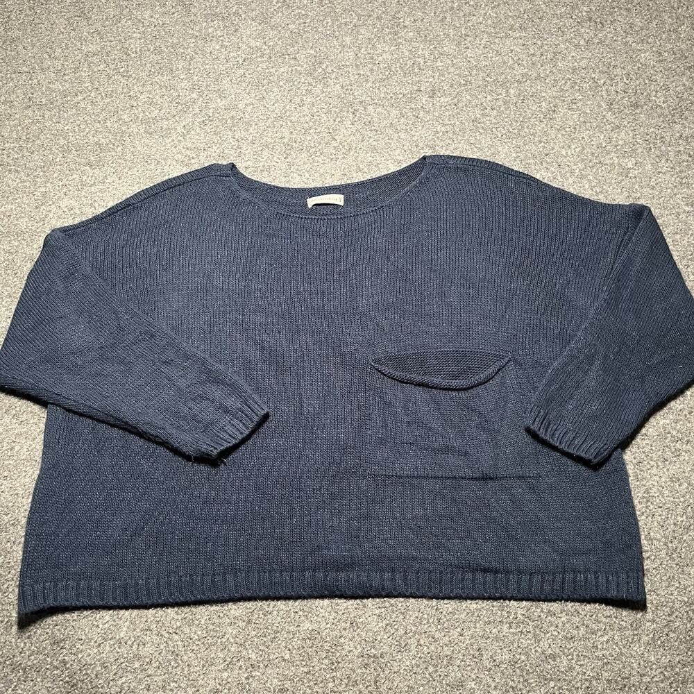Nina Kendosa Sweater Womens XL Oversized Blue Paris Casual Minimalist Pocket